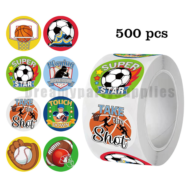 1 Roll 500pcs Mixed Sports The - Sticker Label Roll 评论和价格